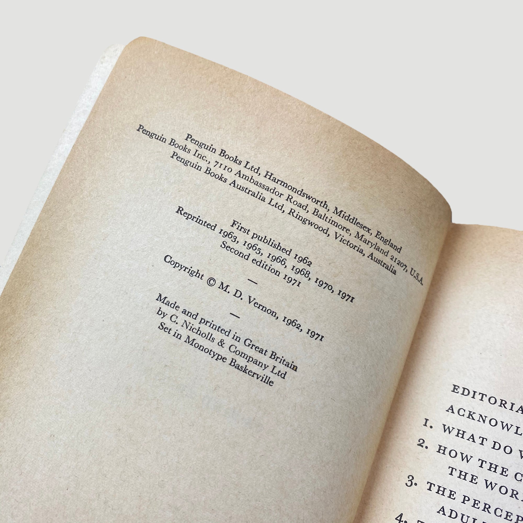 1971 M.D. Vernon 'The Psychology of Perception'