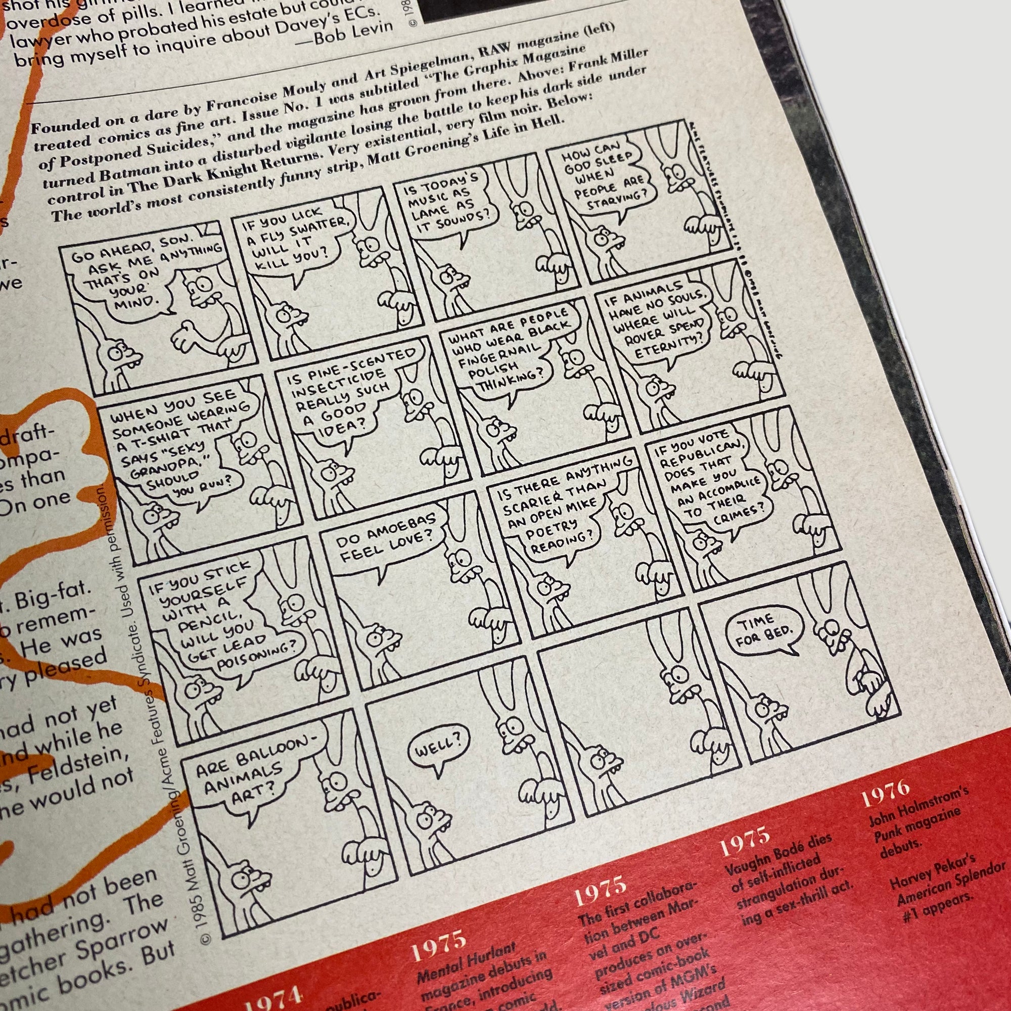1988 Spin Magazine Matt Groening/Comics Issue