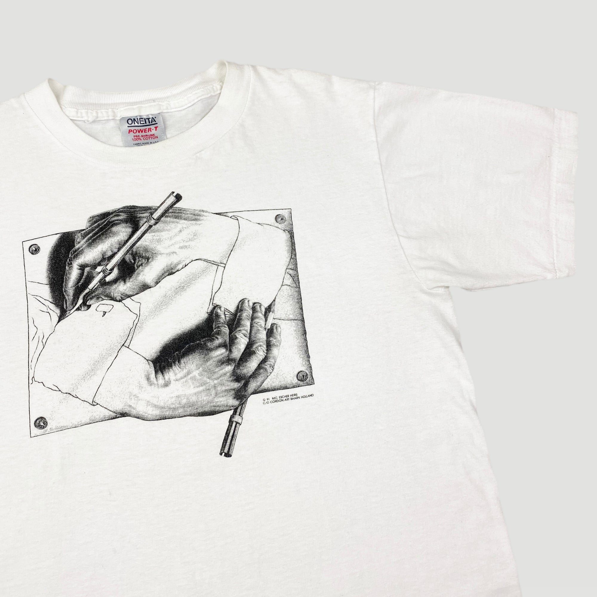1991 M.C. Escher Sketching Hands T-Shirt