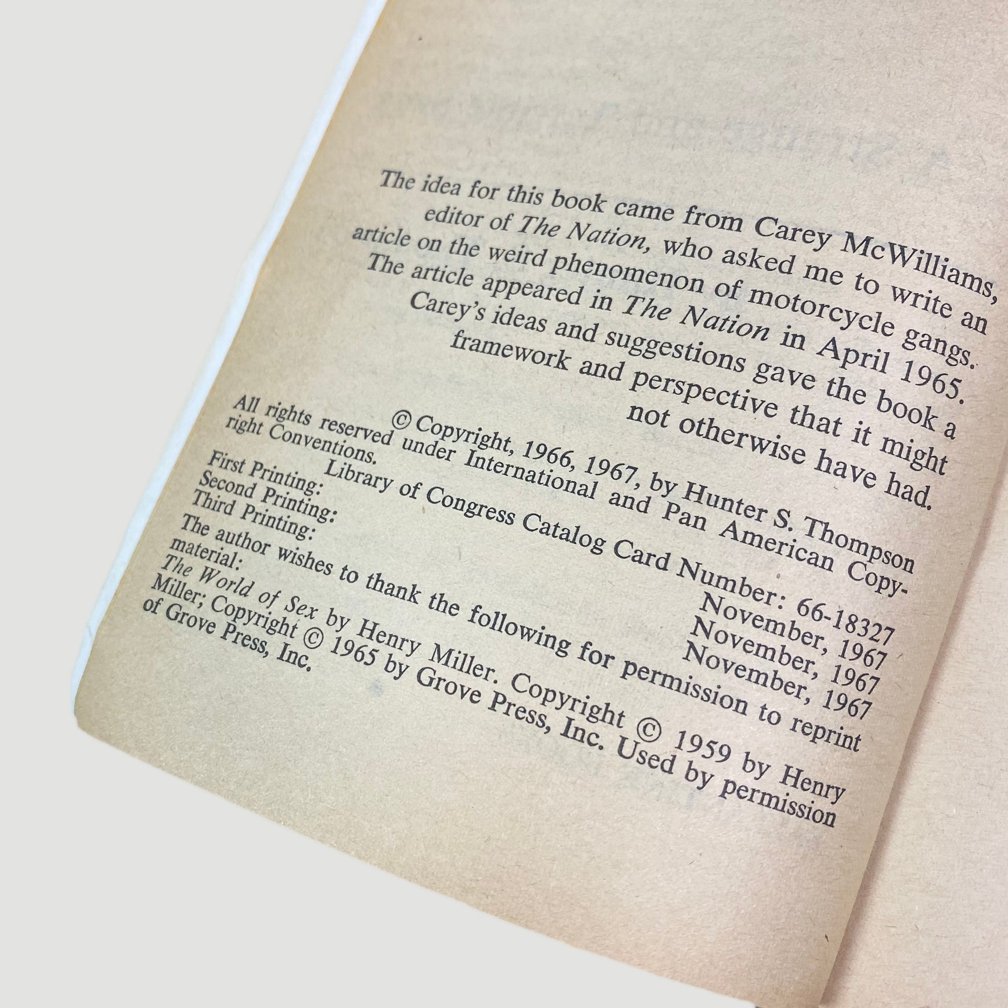 1967 Hunter S. Thompson 'Hells Angels'