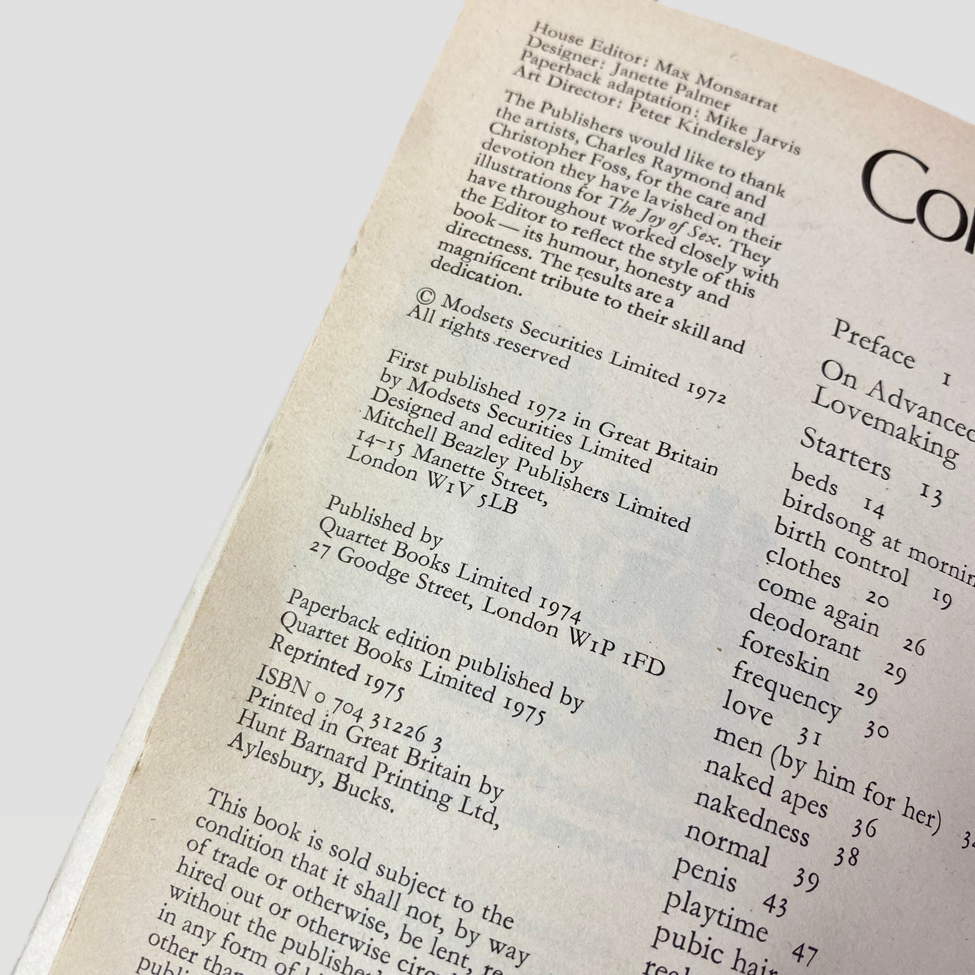 1975 The Joy of Sex- Gourmet Guide to Lovemaking