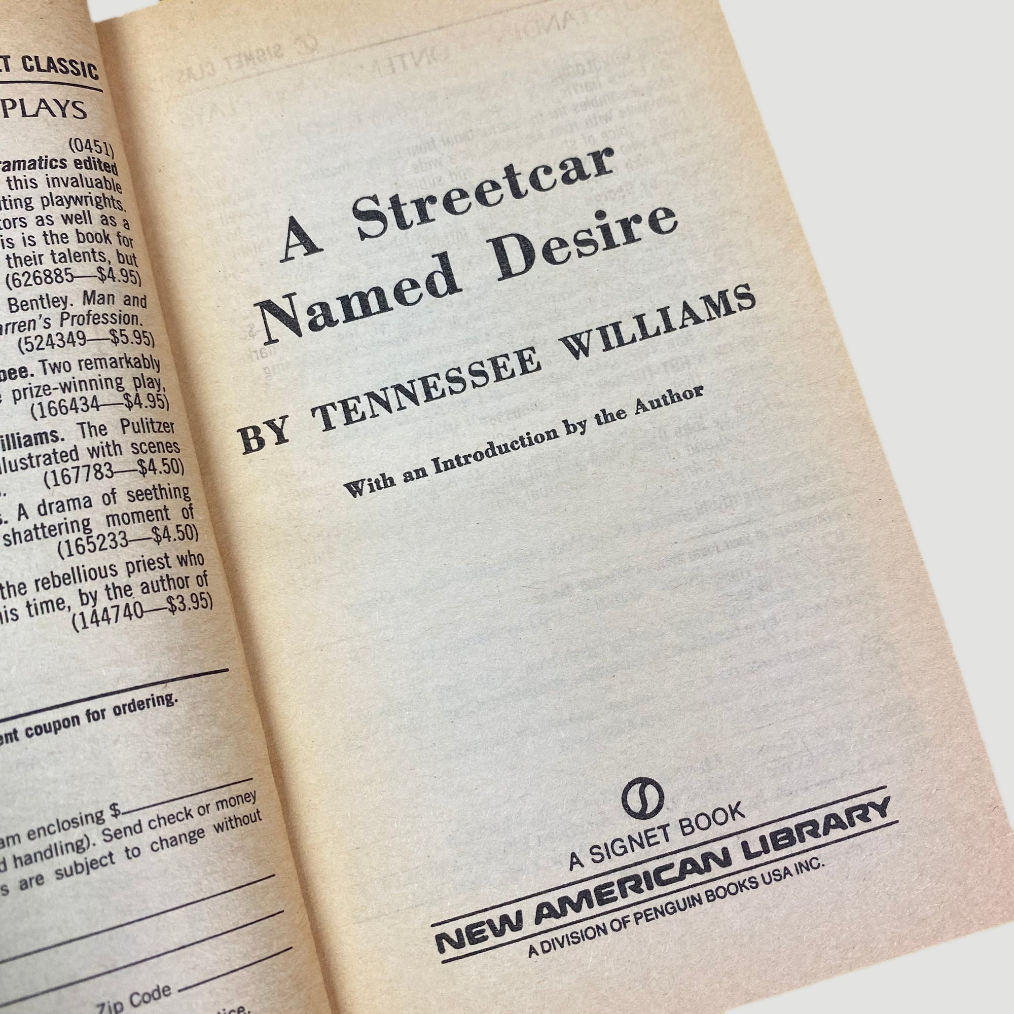1974 'A Streetcar Named Desire' Tennessee Williams