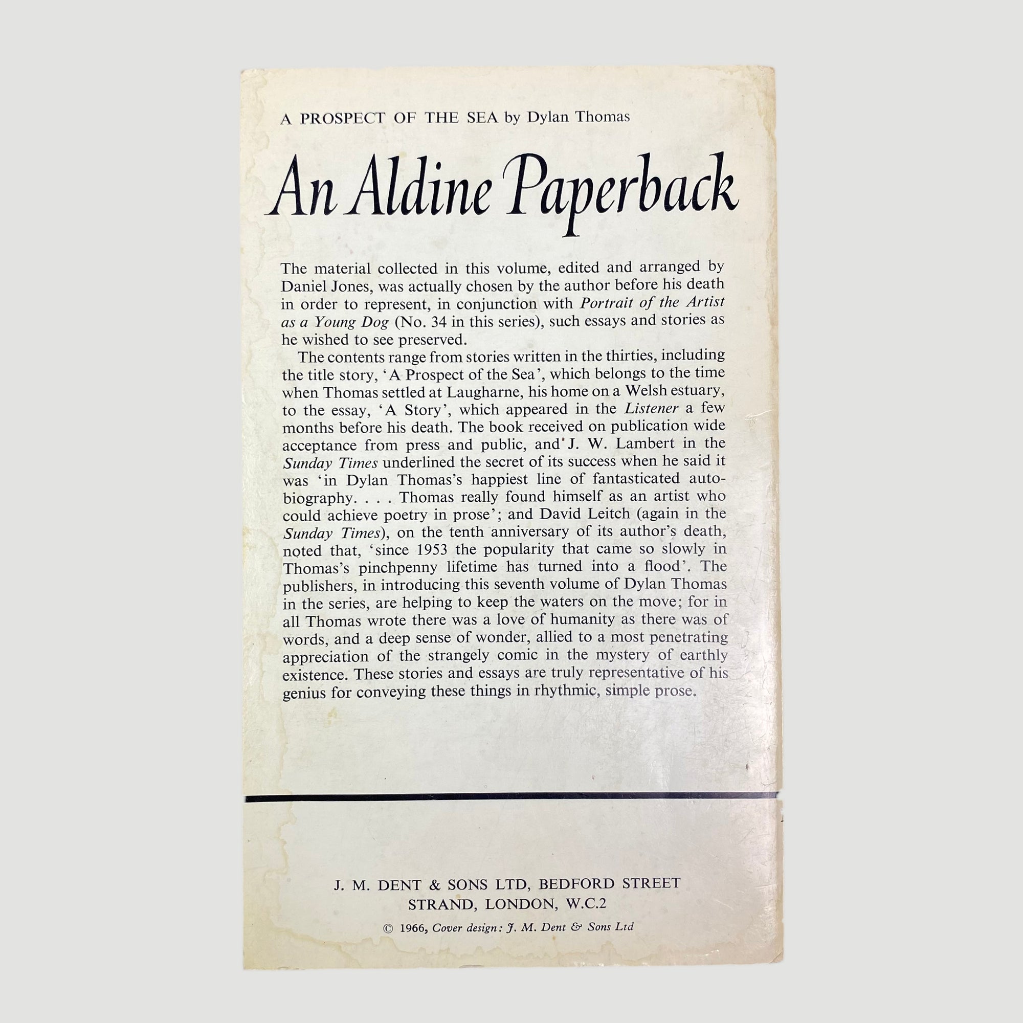 1966 Dylan Thomas ‘A Prospect of the Sea’