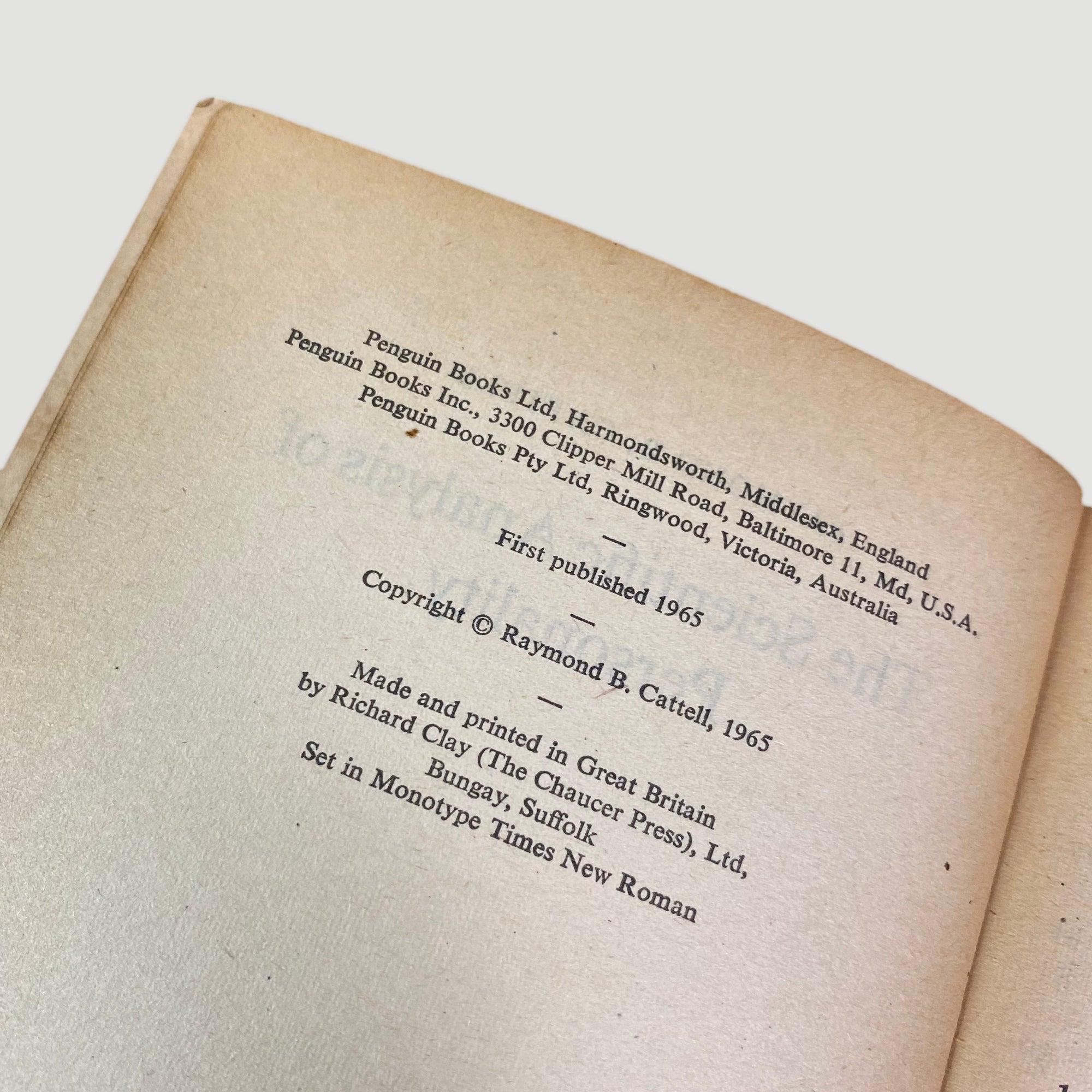 1965 The Psychic Analysis of Personality Pelican (1st Ed.)