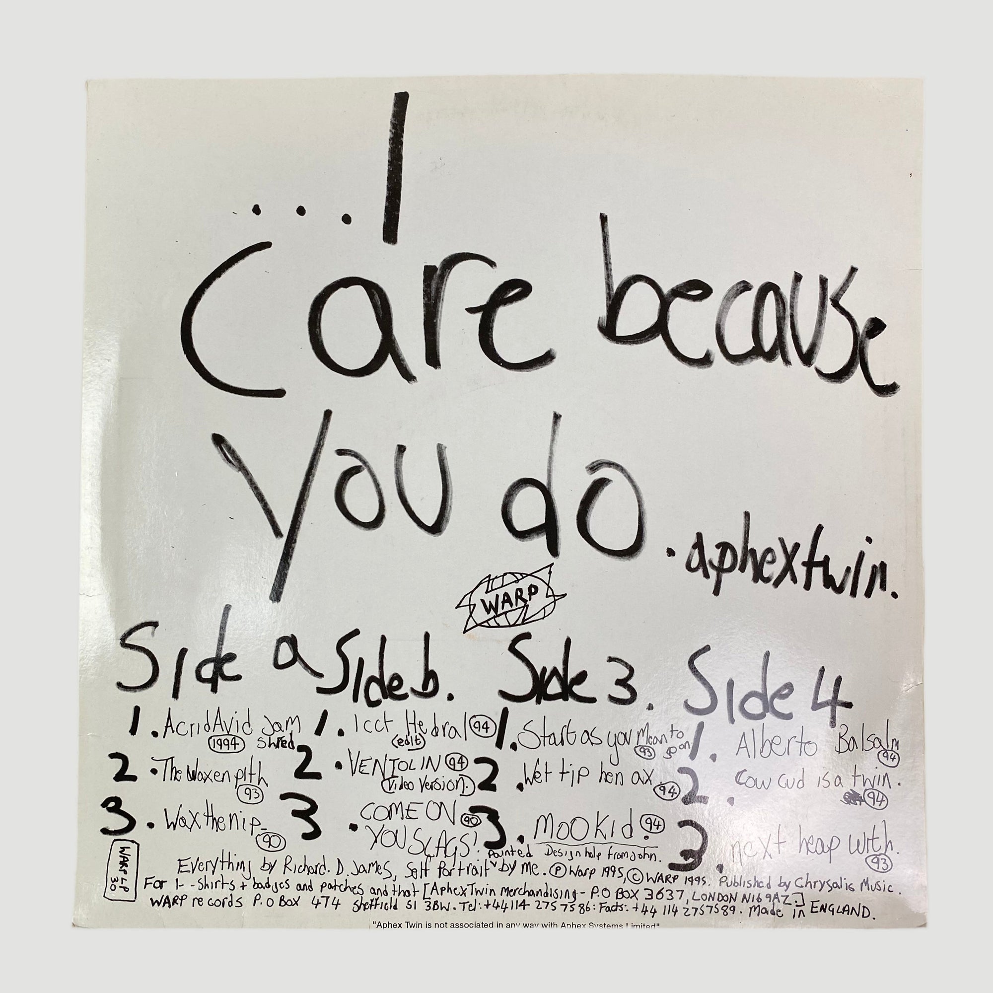 1995 Aphex Twin ...I Care Because You Do 1st UK Press LP