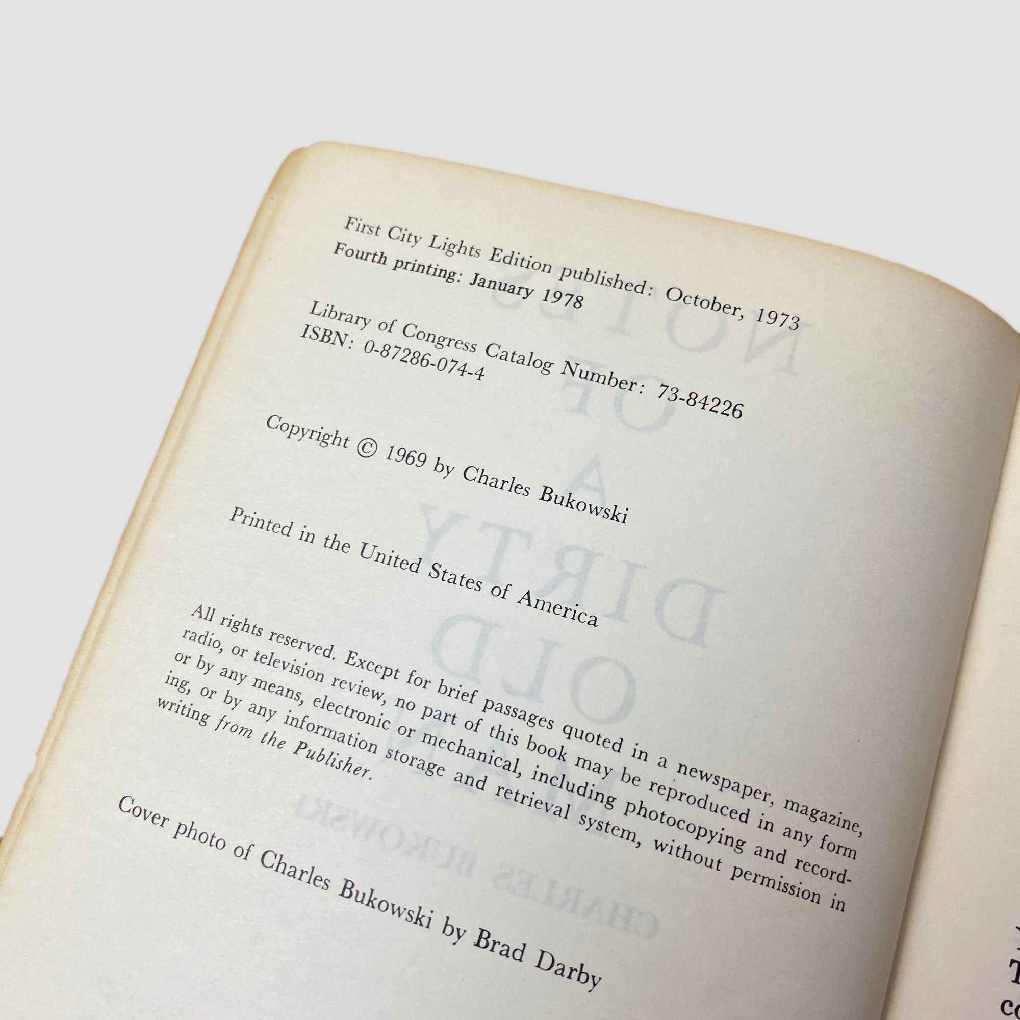 1973 Charles Bukowski 'Notes of a Dirty Old Man'