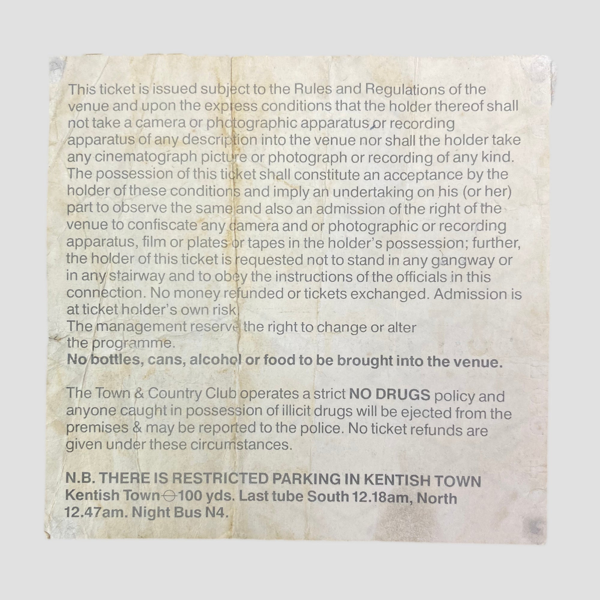 1991 My Bloody Valentine Loveless Show Ticket