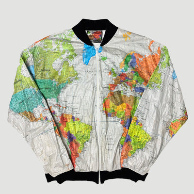 Early 90's Wearin' The World Globe Print Shell Jacket