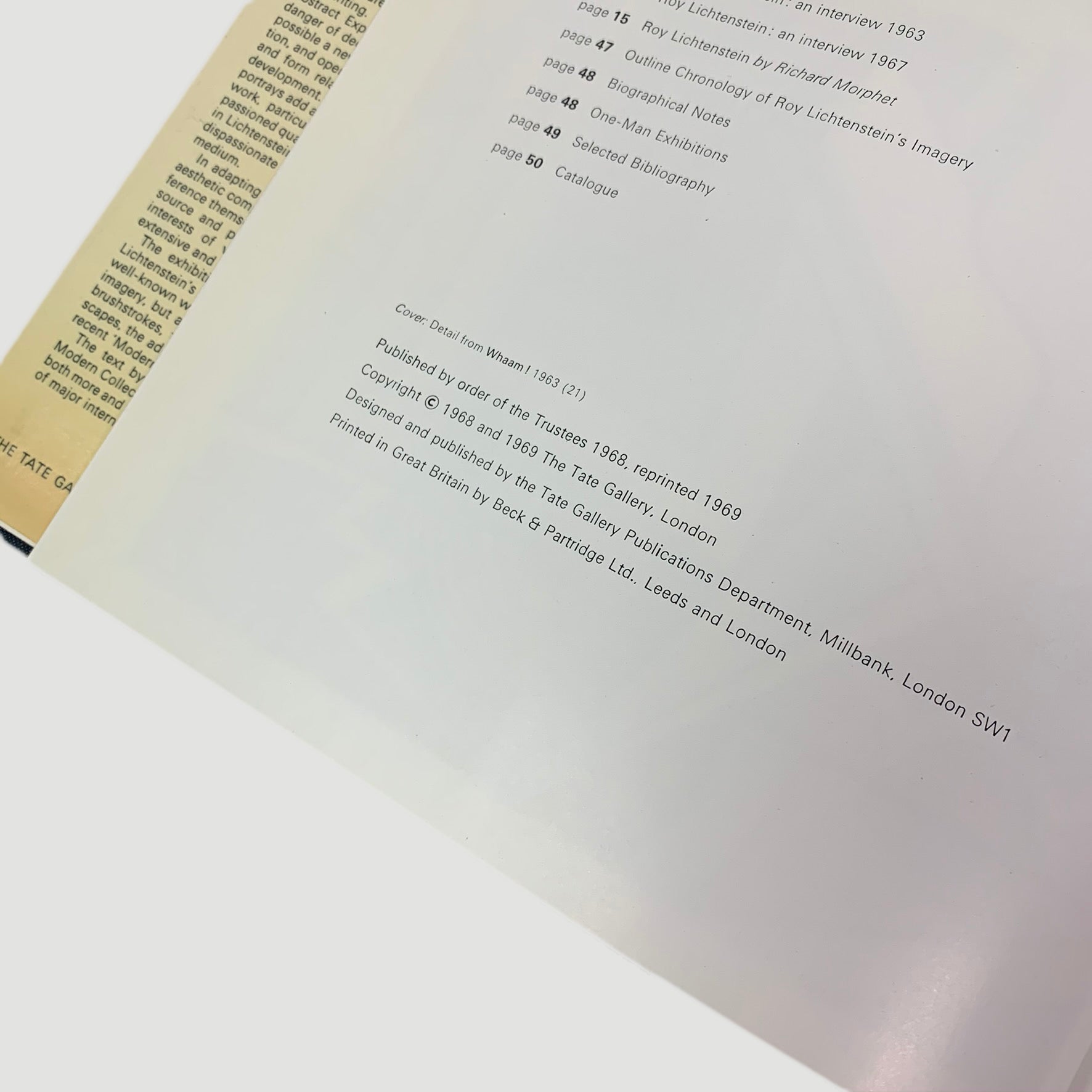 1969 Tate Gallery 'Roy Lichtenstein'
