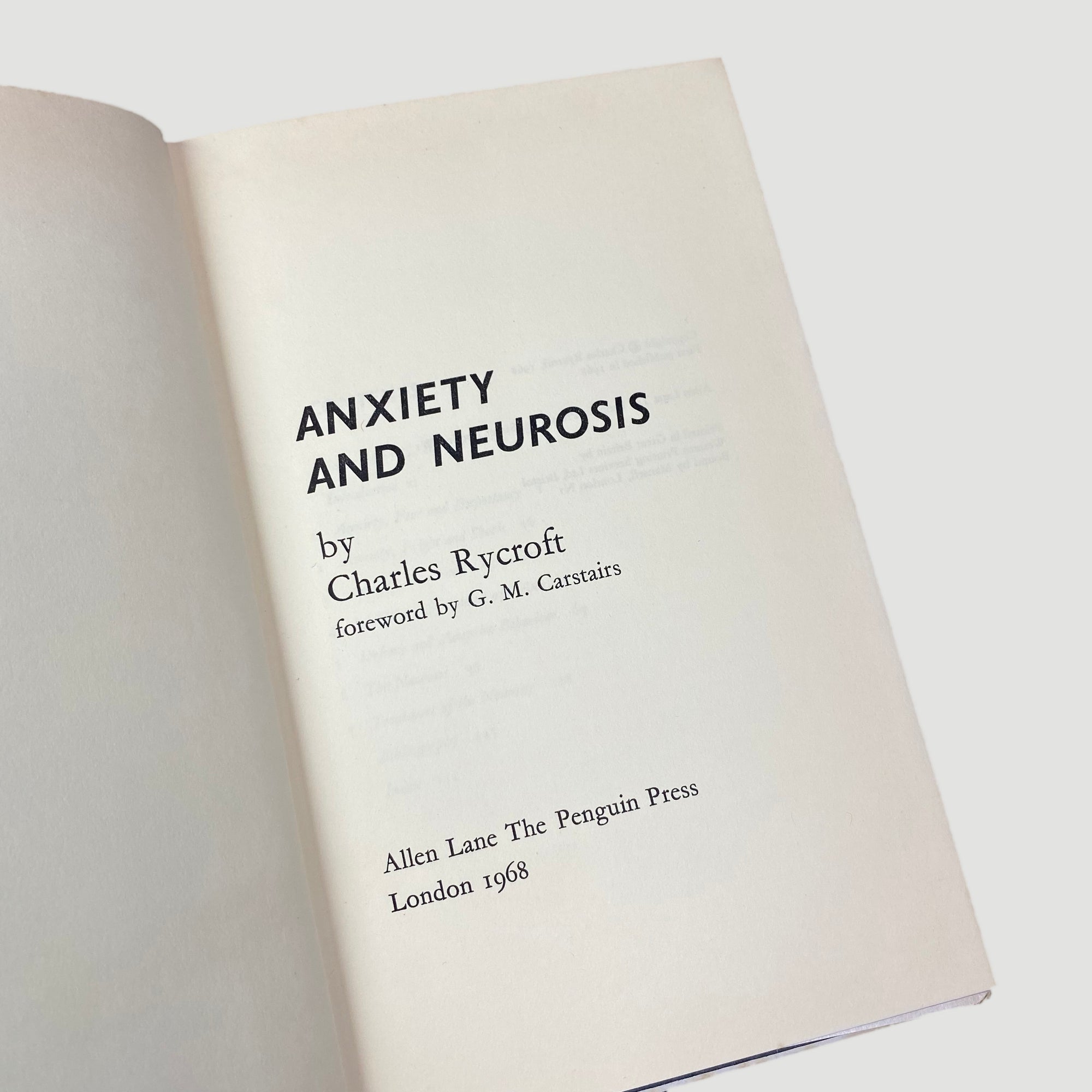1968 Charles Rycroft 'Anxiety and Neurosis'