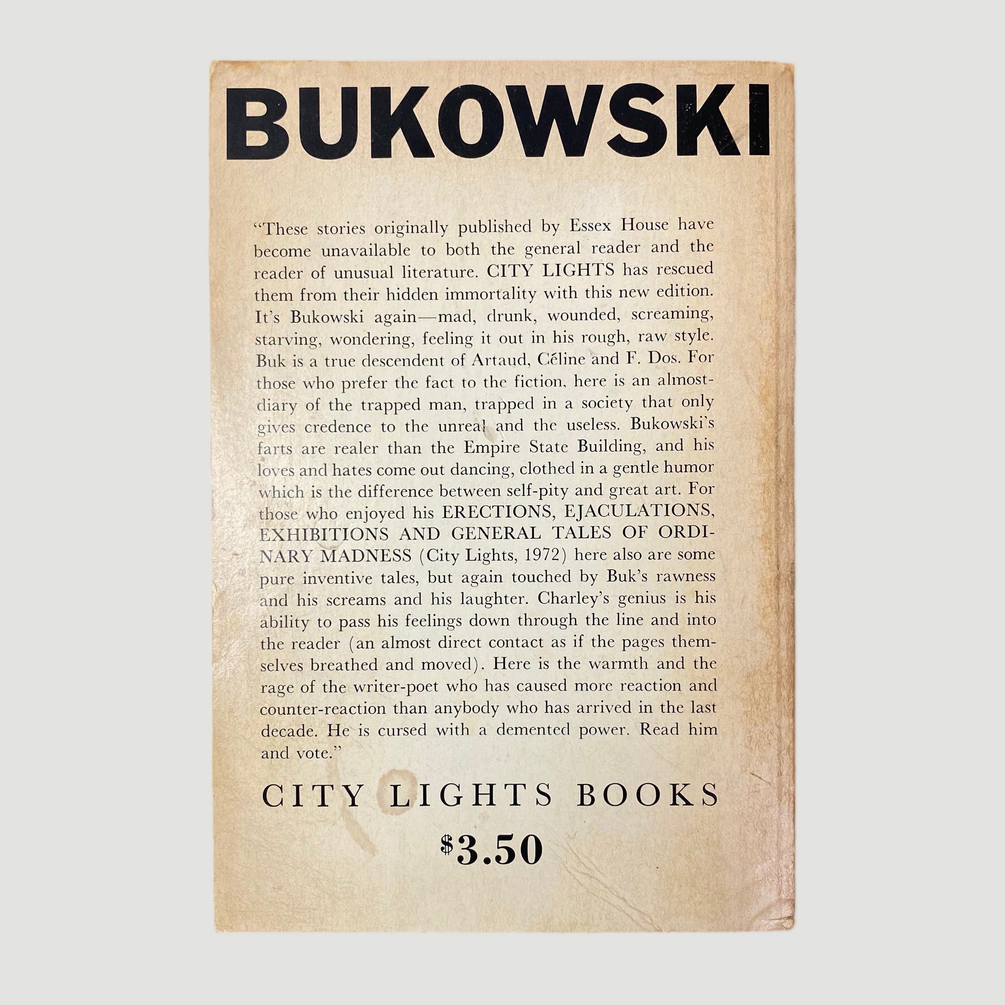 1973 Charles Bukowski 'Notes of a Dirty Old Man'