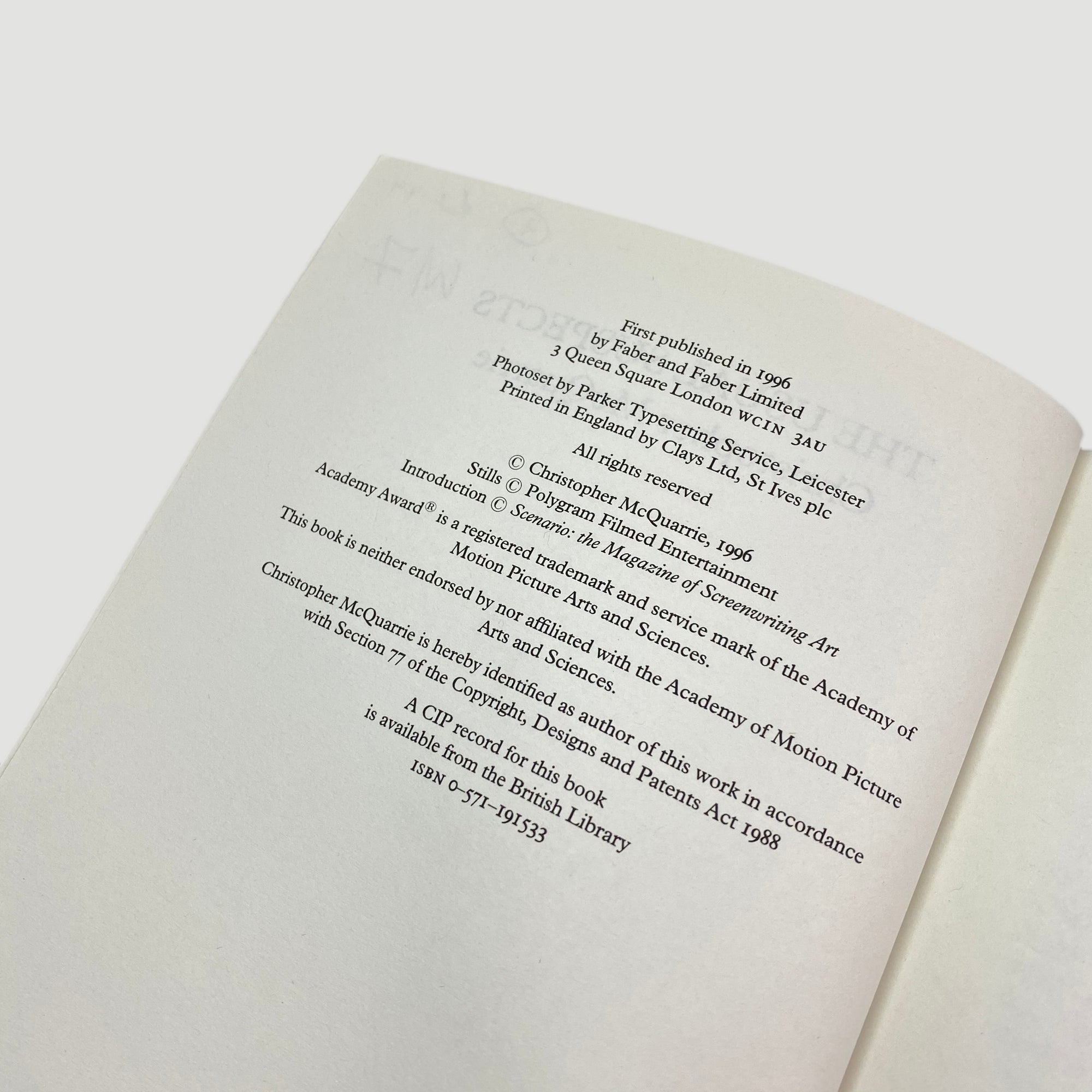 1996 Christopher McQuarrie 'The Usual Suspects' Screenplay