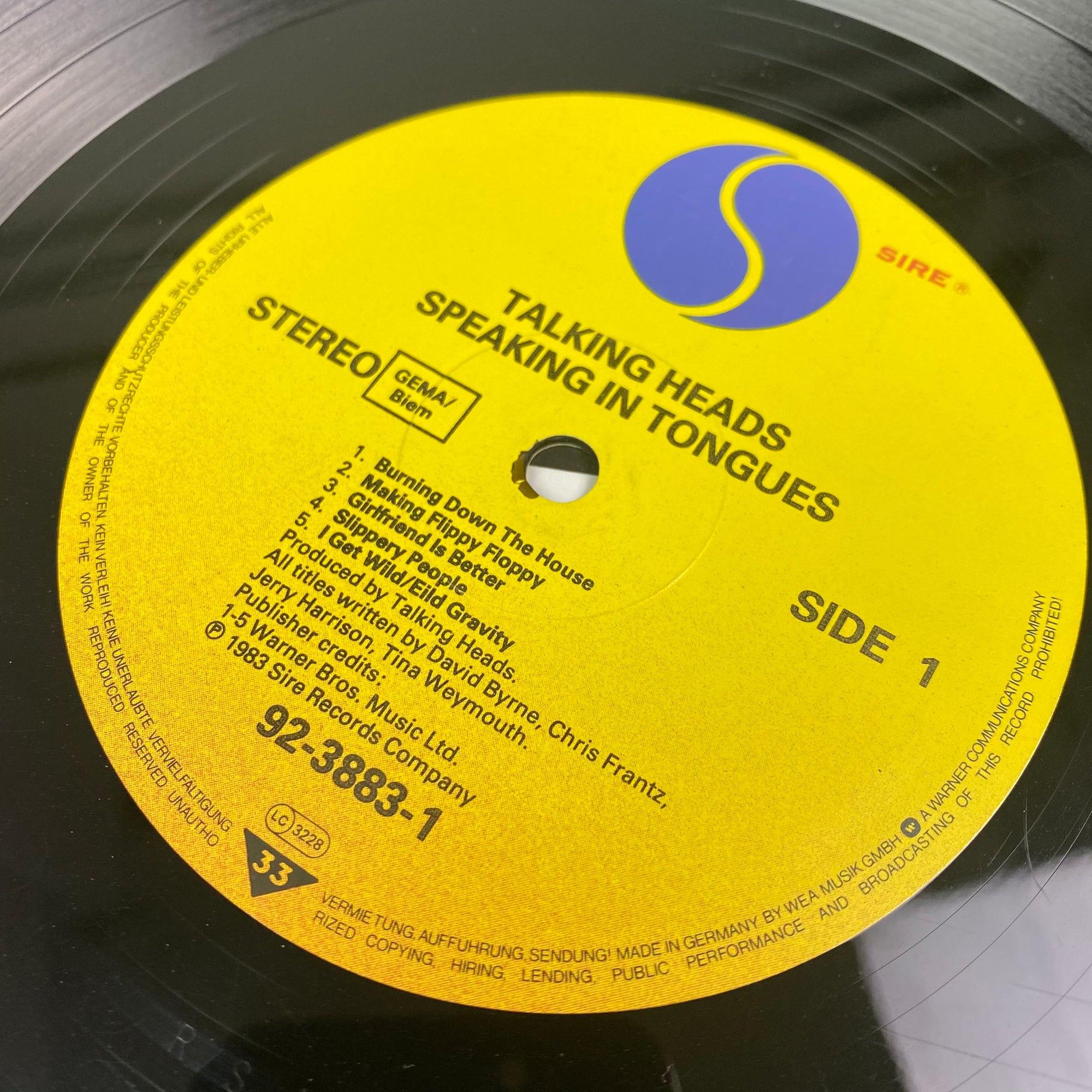 1983 Talking Heads 'Speaking In Tongues' LP