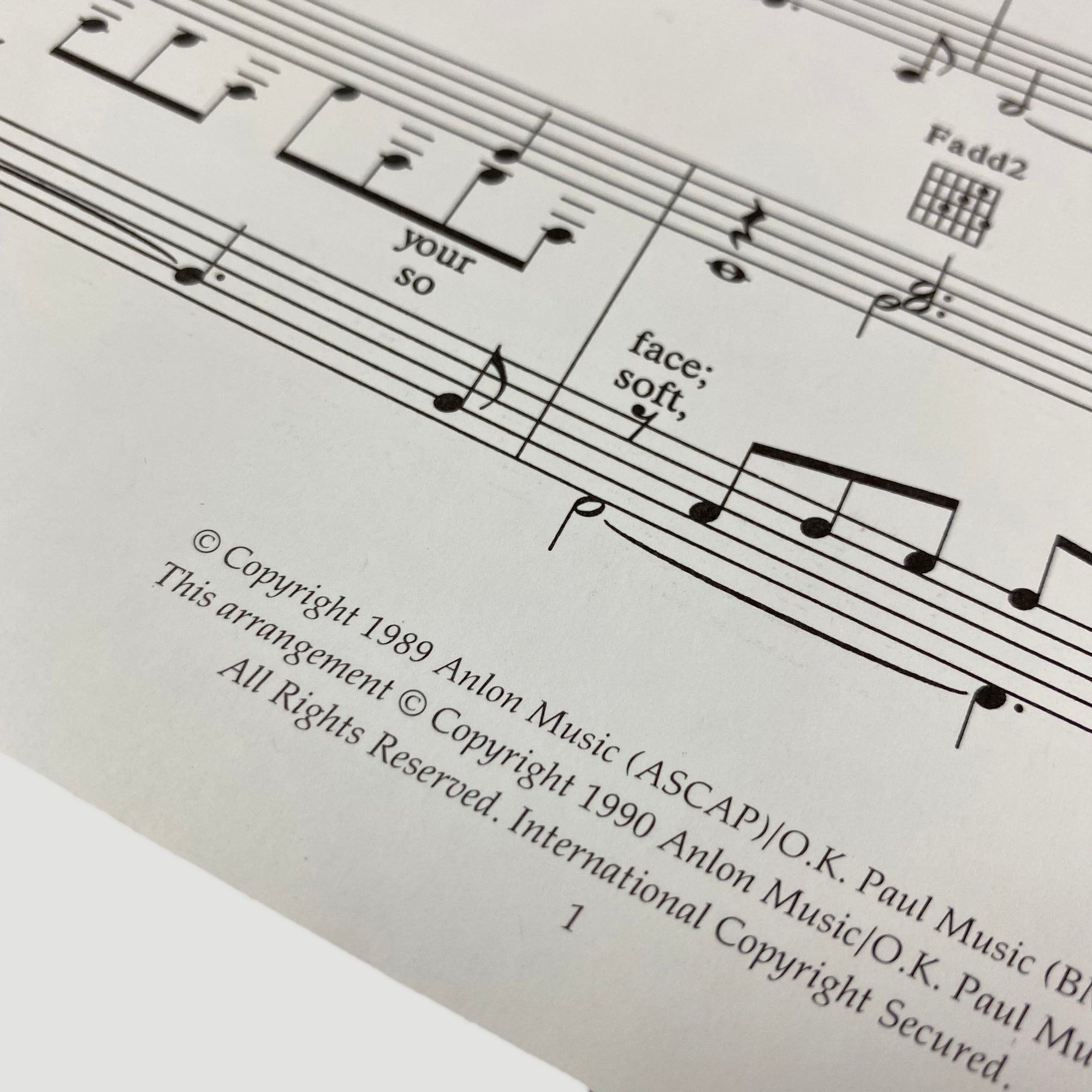 1990 Twin Peaks 'Falling' Sheet Music