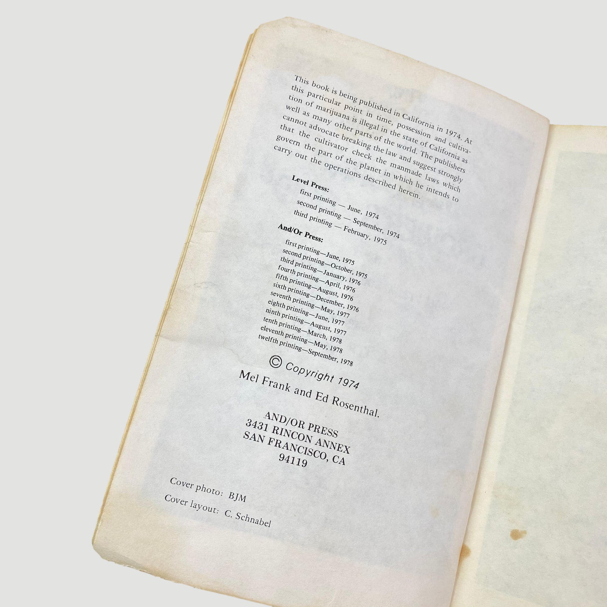 1978 Mel Frank & Ed Rosentha 'Marijuana Growers Guide'