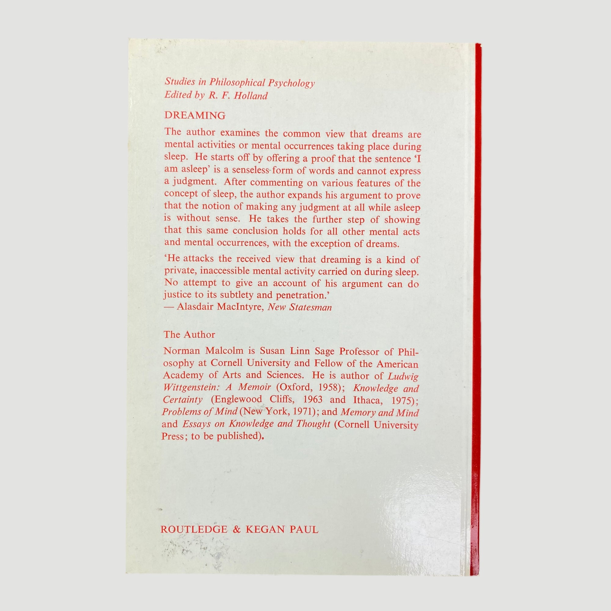 1977 Dreaming Studies in Philosophical Psychology