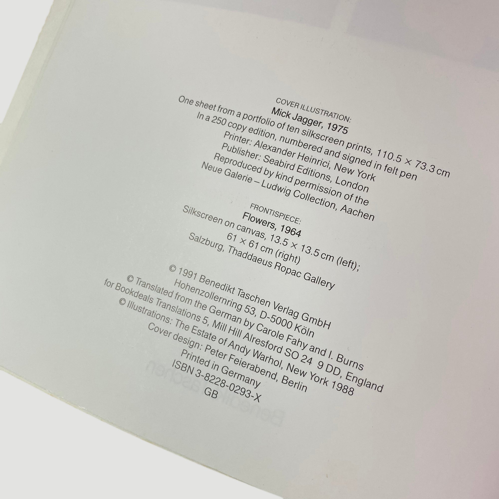 1991 'Andy Warhol, 1928-1987 : Commerce into Art' by Klaus Honnef