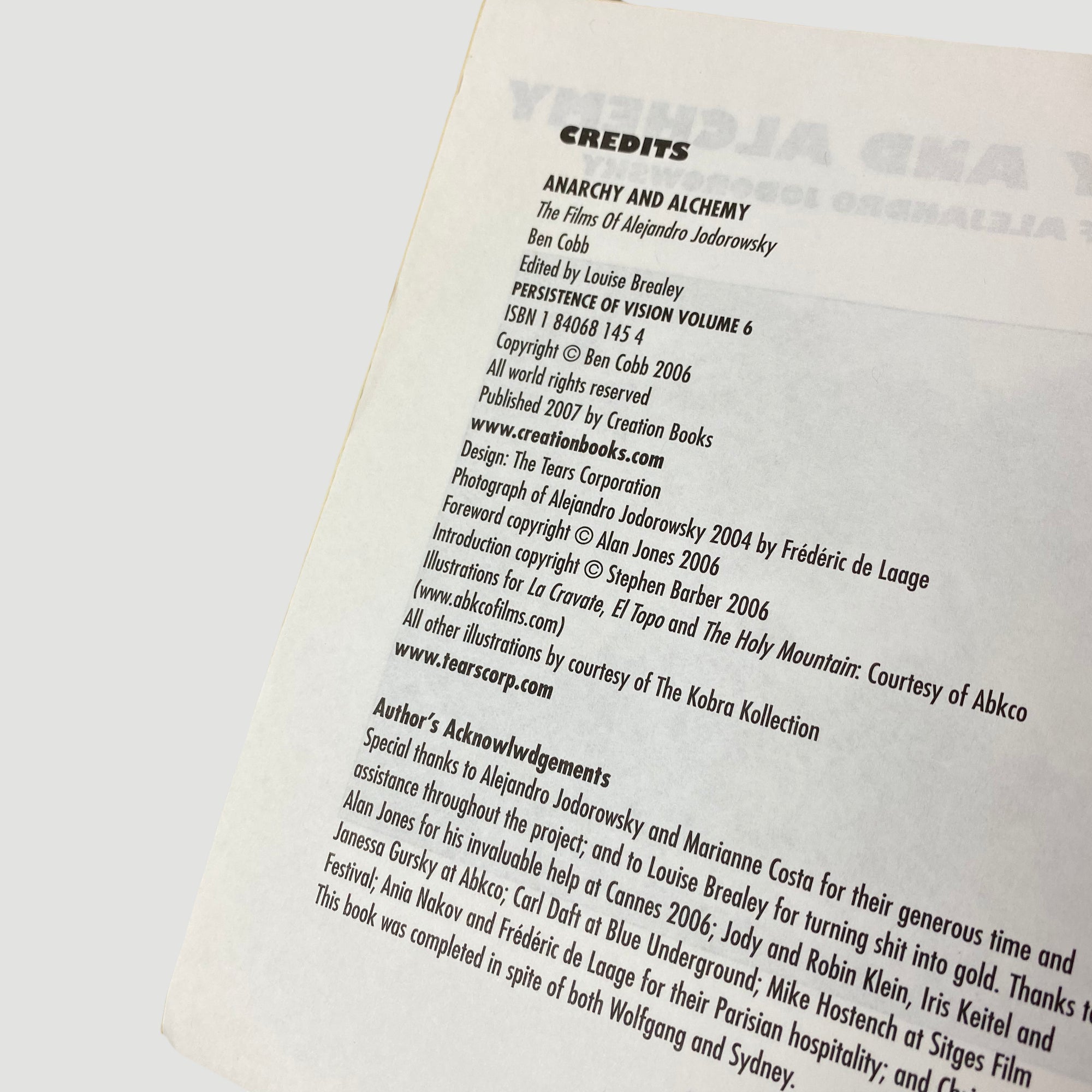 2007 Ben Cobb 'Anarchy and Alchemy: The Films of Alejandro Jodorowsky'