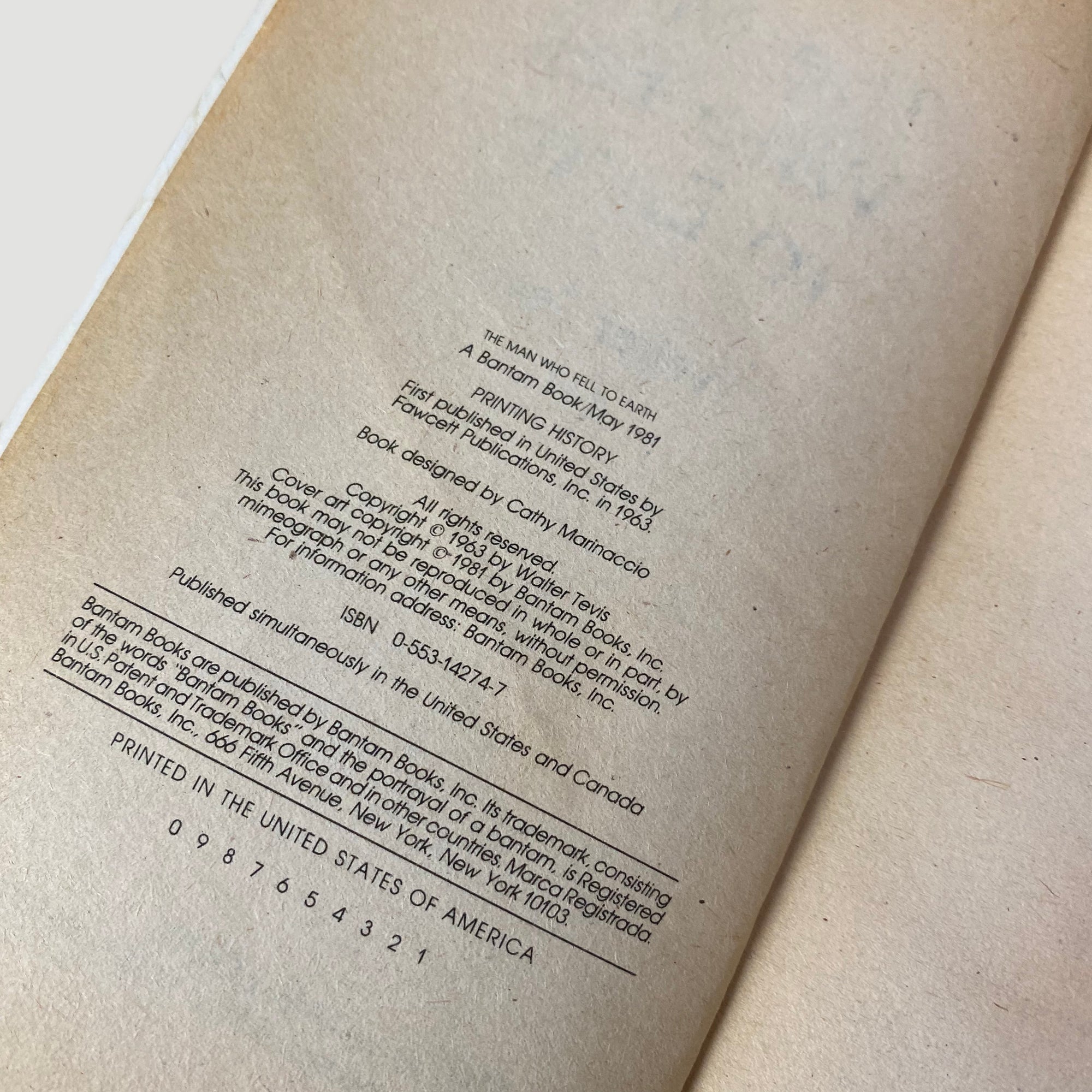 1981 Walter Tevis 'The Man Who Fell To Earth'