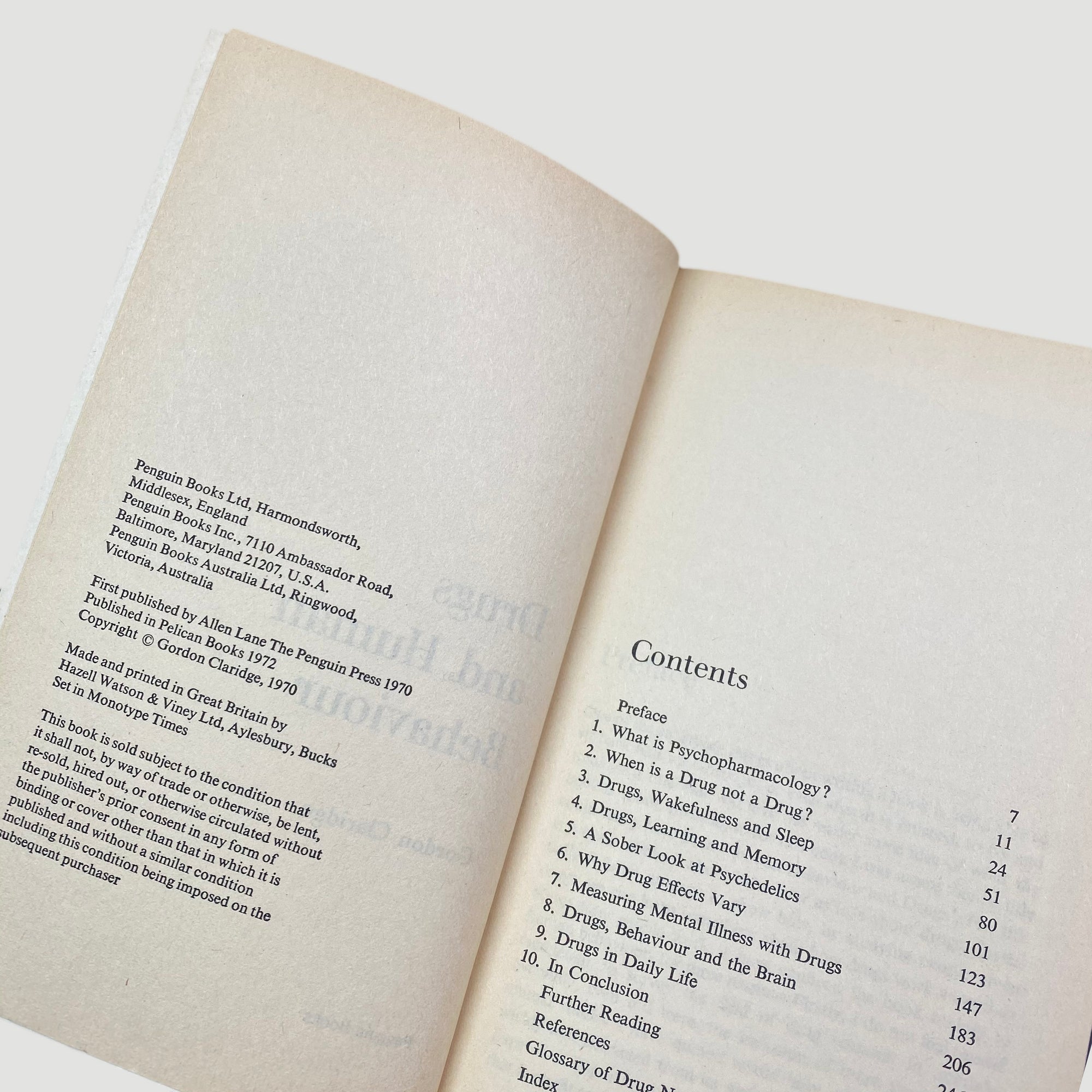 1972 Gordon Claridge 'Drugs and Human Behaviour'