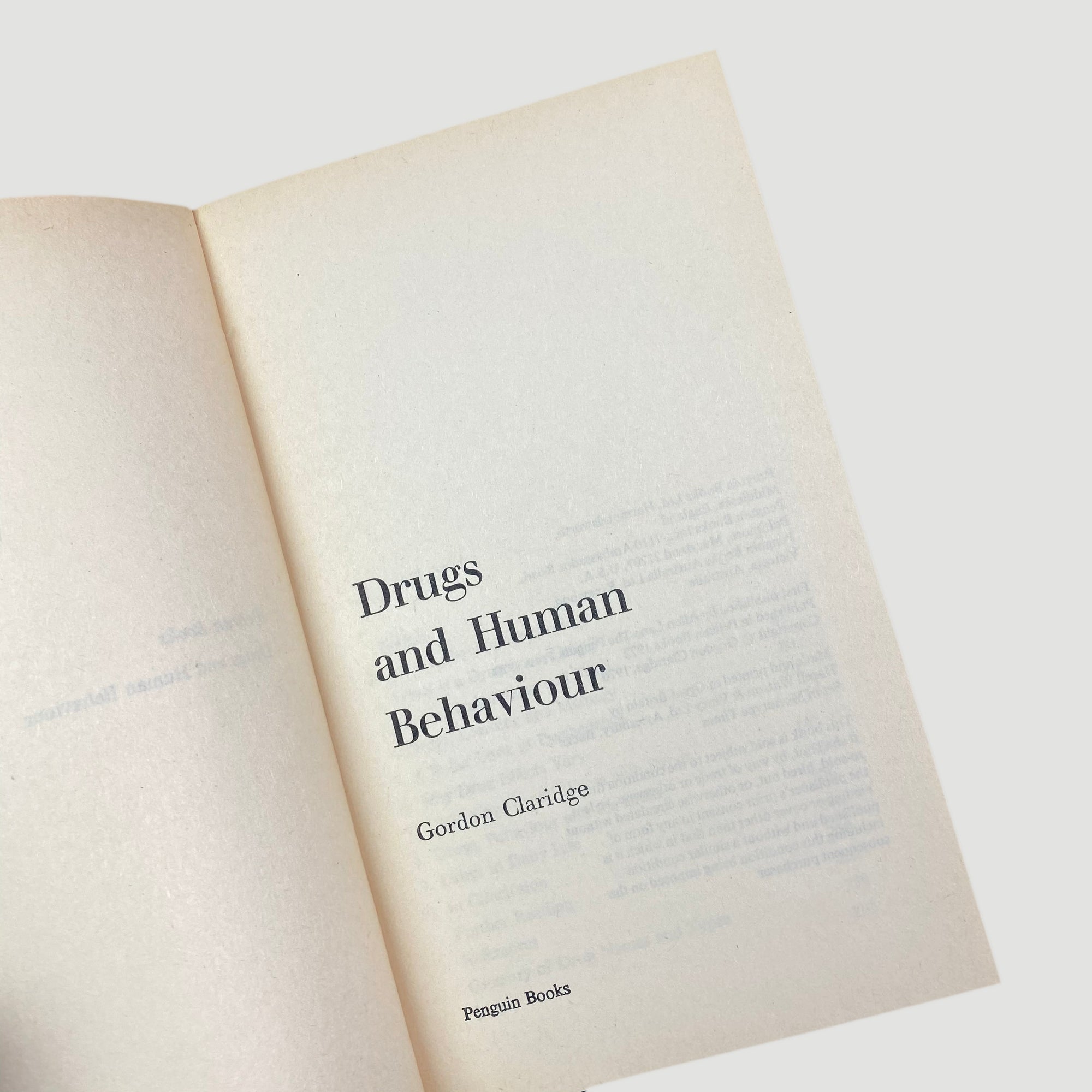 1972 Gordon Claridge 'Drugs and Human Behaviour'