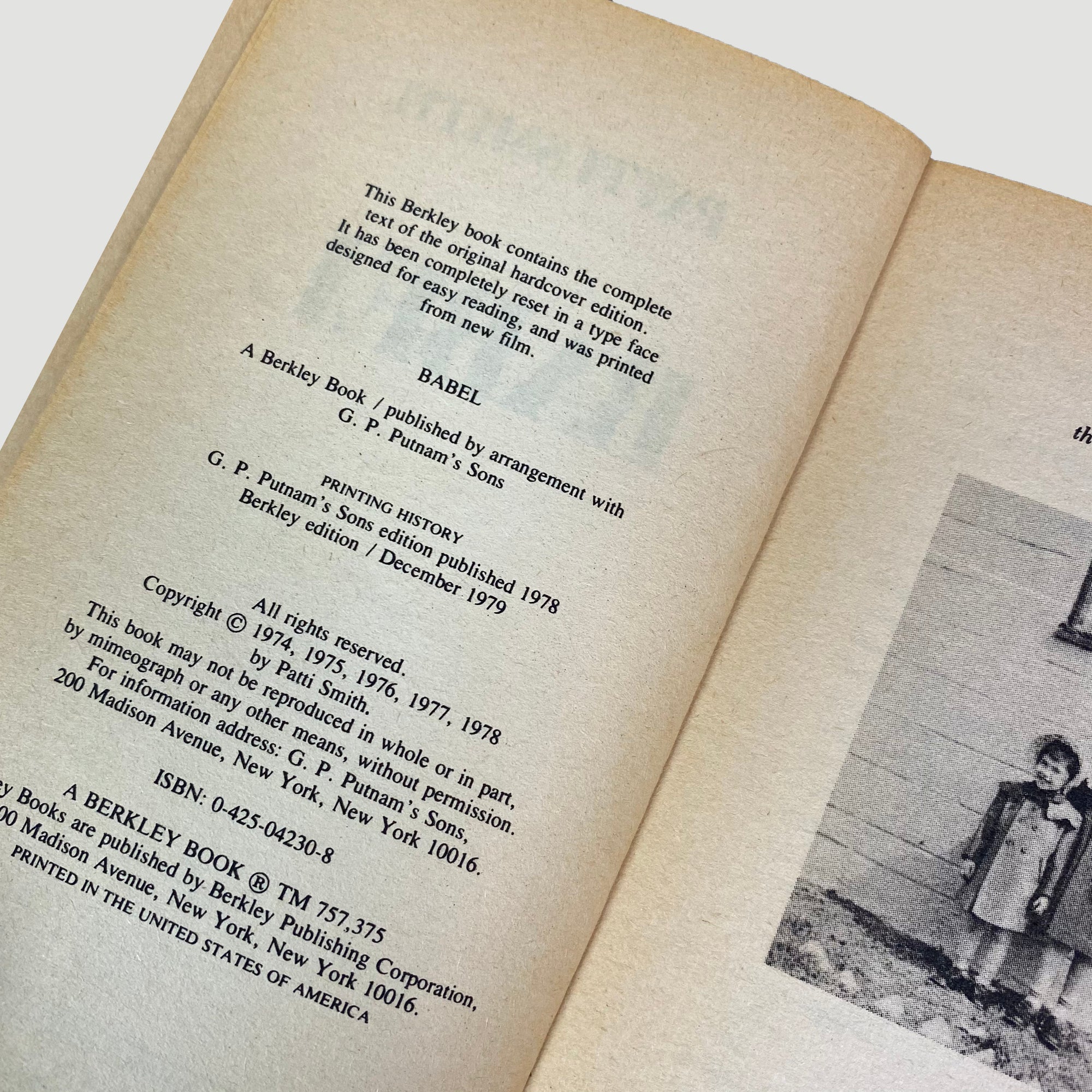 1979 Patti Smith 'Babel' First Softcover