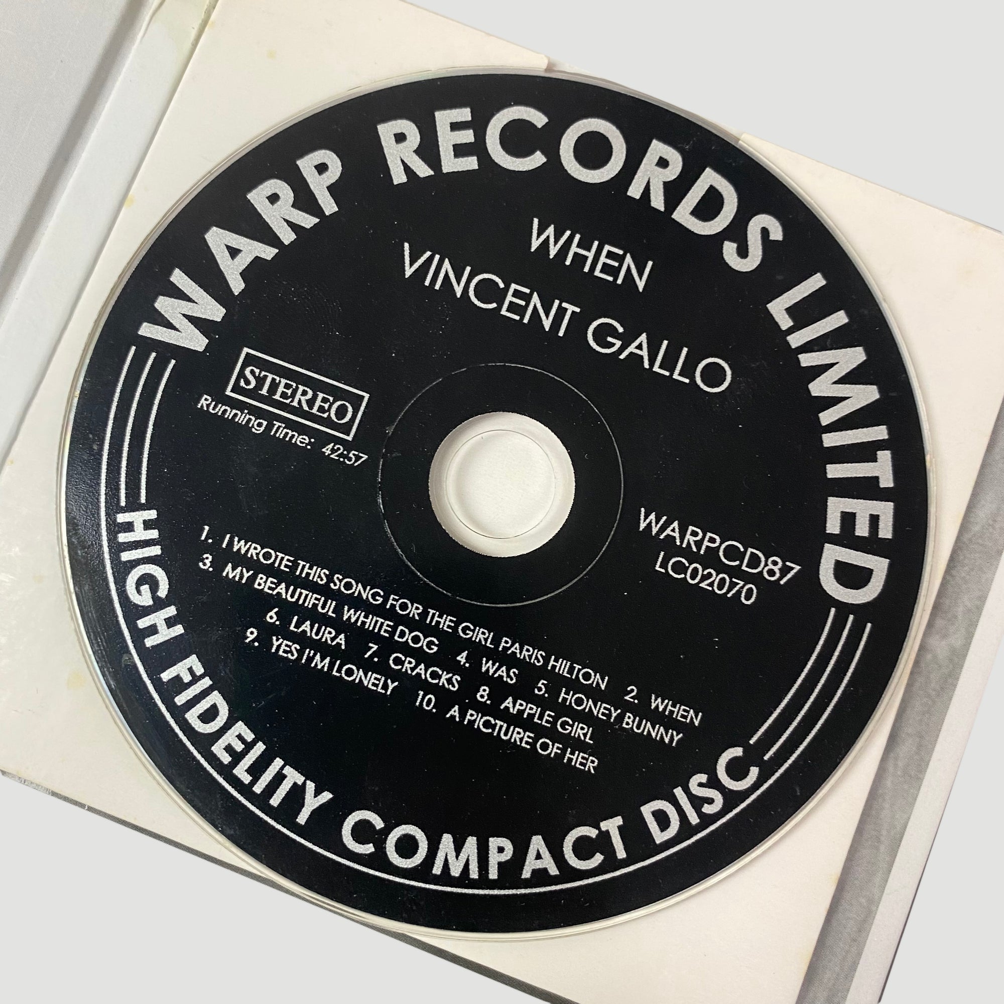 2001 Vincent Gallo 'When' CD (Limited Edition)