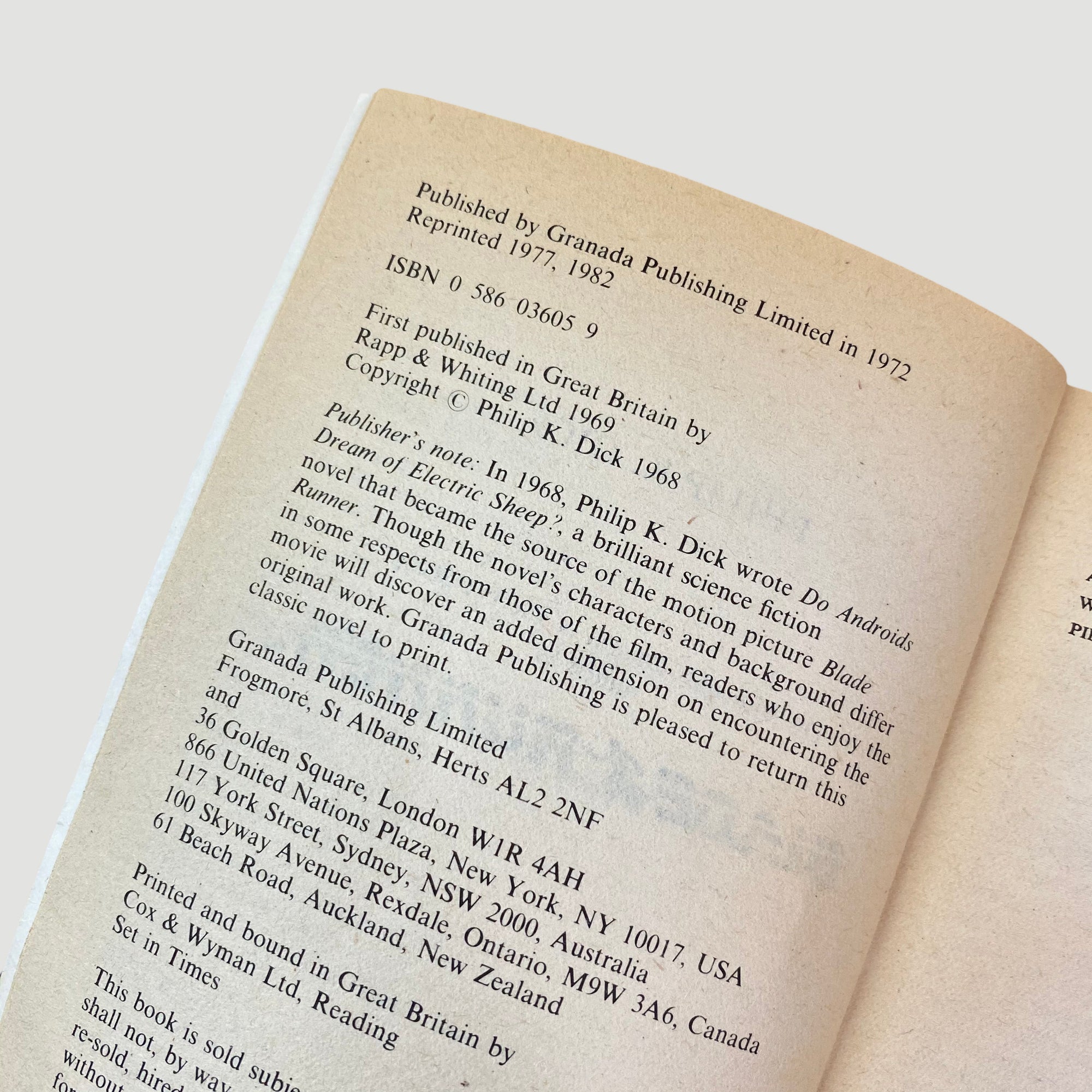 1982 Philip K. Dick ‘Blade Runner’