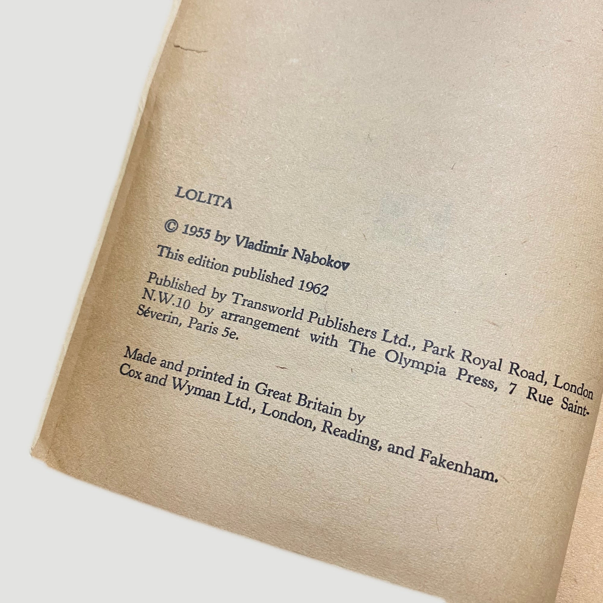 1962 Vladimir Nabokov ‘Lolita’