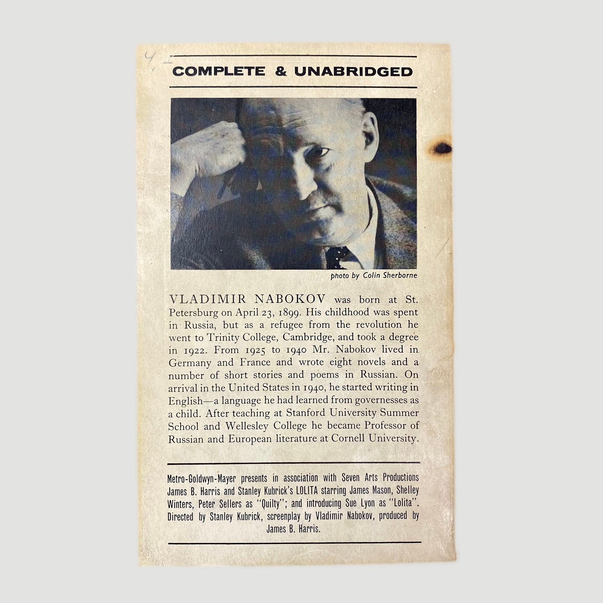 1962 Vladimir Nabokov ‘Lolita’