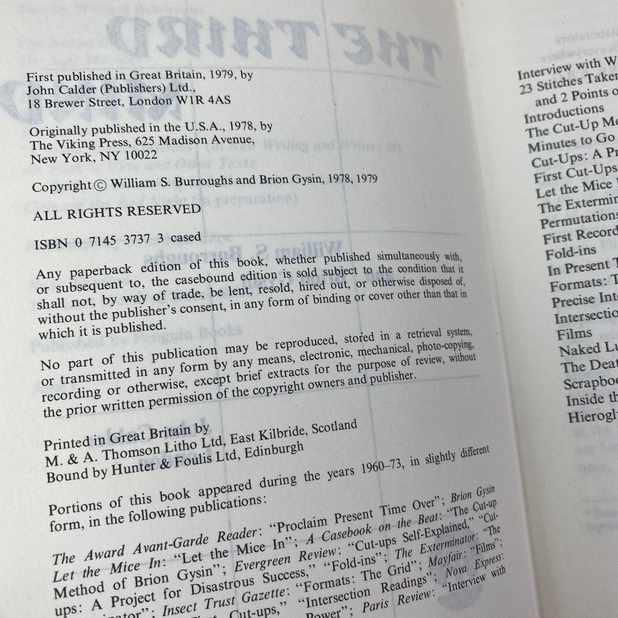 1979 William Burroughs & Brion Gysin 'The Third Mind' UK 1st Edition